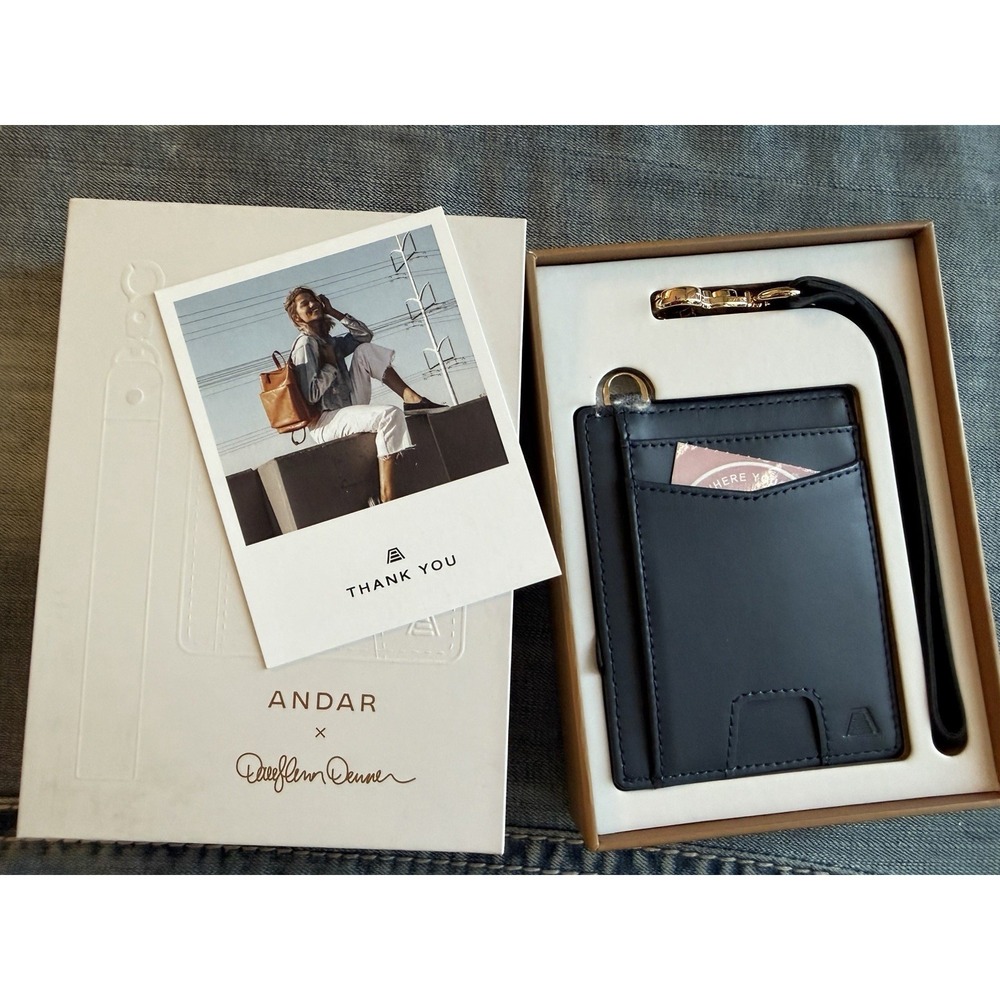 Andar Denner Wallet— Navy Blue New With box Leather